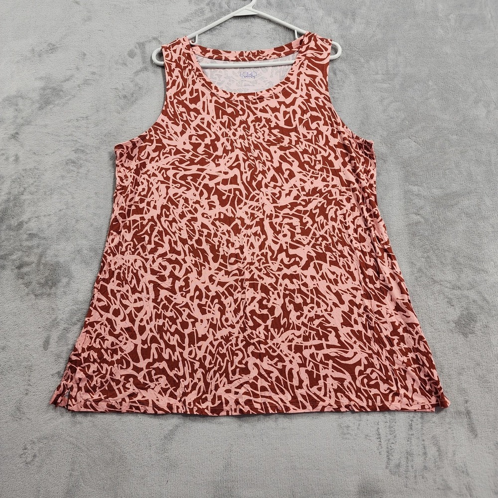 LOGO Layers Tank Womens XL Pink Printed Straight Hem Sleeveless Tunic Stretch